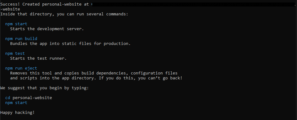 Create React App output