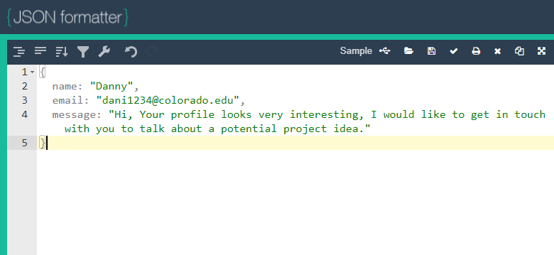 JSON Formatter for data